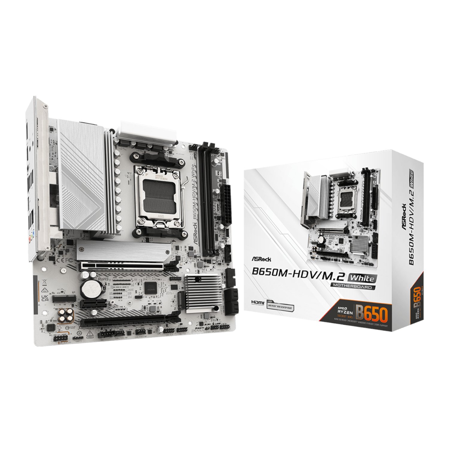 ASRock B650M-HDV/M.2 AM5 Micro-ATX Motherboard – White