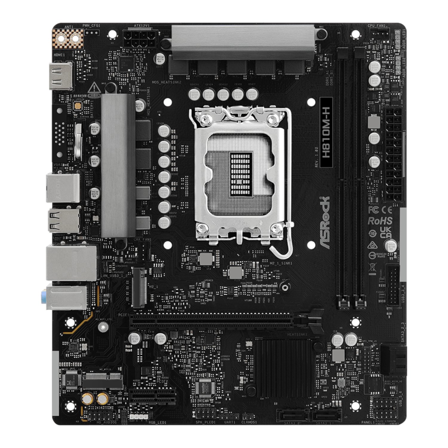 ASRock H810M-H Intel LGA1851 Micro ATX Motherboard – Black