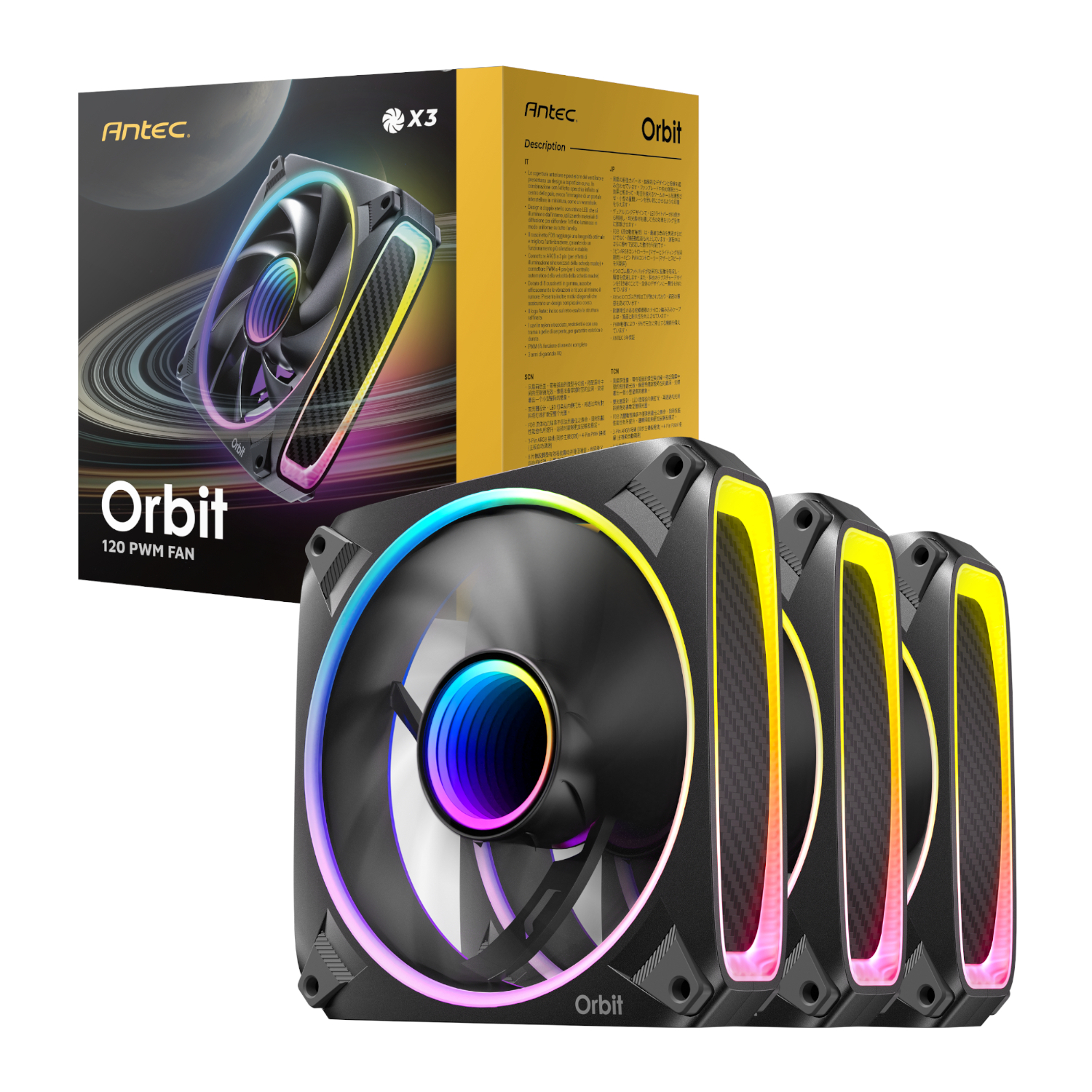 Antec ORBIT PWM 120mm ARGB Fan 3 Pack – Black